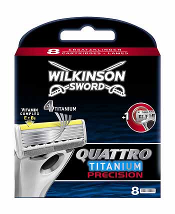 Wilkinson Quattro Titanium Precision scheermesjes 8 stuks Top Merken Winkel